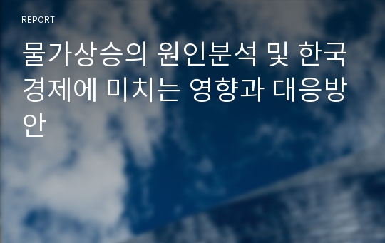 물가상승의 원인분석 및 한국경제에 미치는 영향과 대응방안