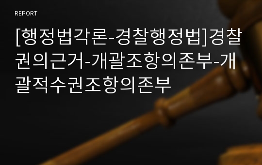 [행정법각론-경찰행정법]경찰권의근거-개괄조항의존부-개괄적수권조항의존부