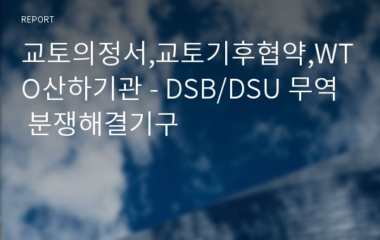 교토의정서,교토기후협약,WTO산하기관 - DSB/DSU 무역 분쟁해결기구