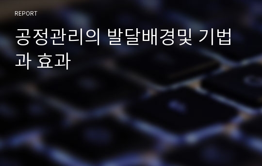 공정관리의 발달배경및 기법과 효과