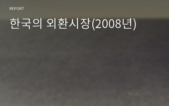 한국의 외환시장(2008년)