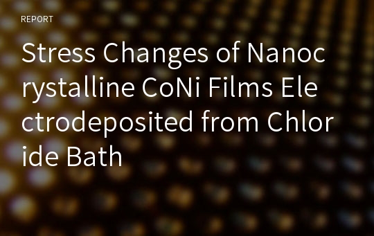 Stress Changes of Nanocrystalline CoNi Films Electrodeposited from Chloride Bath