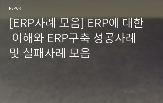 [ERP사례 모음] ERP에 대한 이해와 ERP구축 성공사례 및 실패사례 모음