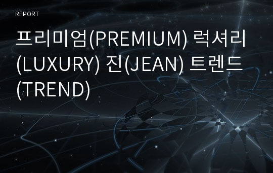 프리미엄(PREMIUM) 럭셔리(LUXURY) 진(JEAN) 트렌드(TREND)