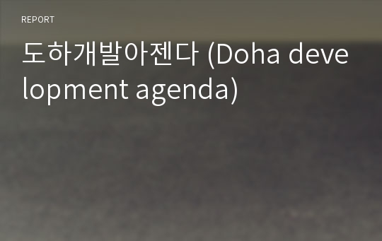 도하개발아젠다 (Doha development agenda)