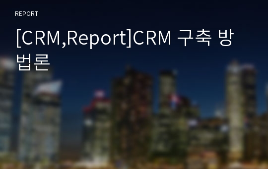 [CRM,Report]CRM 구축 방법론