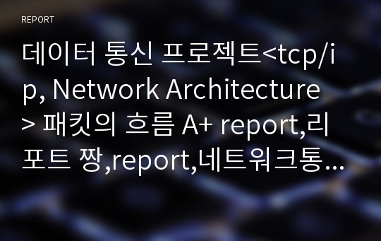 데이터 통신 프로젝트&lt;tcp/ip, Network Architecture &gt; 패킷의 흐름 A+ report,리포트 짱,report,네트워크통신 과제