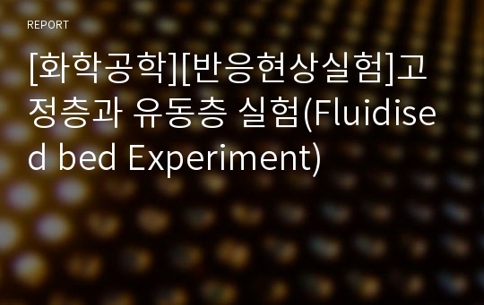 [화학공학][반응현상실험]고정층과 유동층 실험(Fluidised bed Experiment)