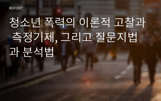 청소년 폭력의 이론적 고찰과 측정기제, 그리고 질문지법과 분석법