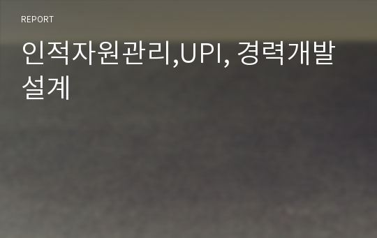 인적자원관리,UPI, 경력개발설계