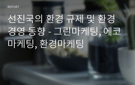 선진국의 환경 규제 및 환경 경영 동향 - 그린마케팅, 에코마케팅, 환경마케팅