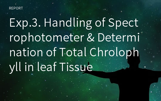 Exp.3. Handling of Spectrophotometer &amp; Determination of Total Chrolophyll in leaf Tissue