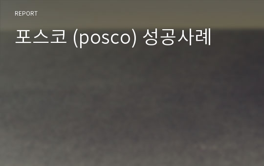 포스코 (posco) 성공사례