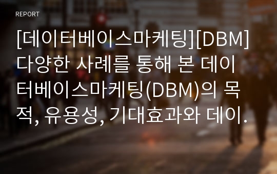 [데이터베이스마케팅][DBM]다양한 사례를 통해 본 데이터베이스마케팅(DBM)의 목적, 유용성, 기대효과와 데이터베이스마케팅(DBM)의 장점, 단점 및 데이터베이스마케팅(DBM)의 실행 절차 분석