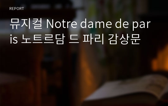 뮤지컬 Notre dame de paris 노트르담 드 파리 감상문