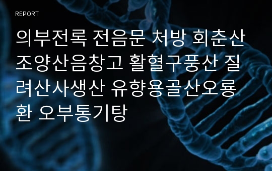 의부전록 전음문 처방 회춘산조양산음창고 활혈구풍산 질려산사생산 유향용골산오룡환 오부통기탕