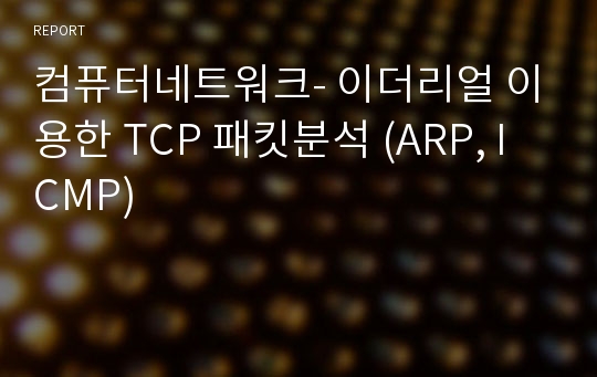 컴퓨터네트워크- 이더리얼 이용한 TCP 패킷분석 (ARP, ICMP)
