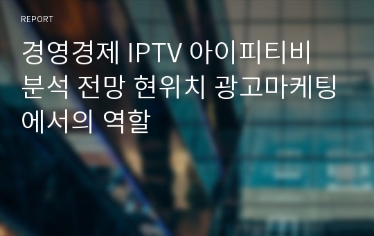 경영경제 IPTV 아이피티비 분석 전망 현위치 광고마케팅에서의 역할