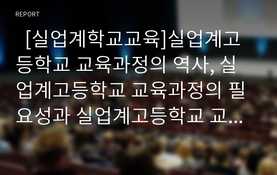   [실업계학교교육]실업계고등학교 교육과정의 역사, 실업계고등학교 교육과정의 필요성과 실업계고등학교 교육과정의 현황, 실업계고등학교 교육과정의 문제점 및 향후 실업계고등학교 교육과정의 개선 방안 분석