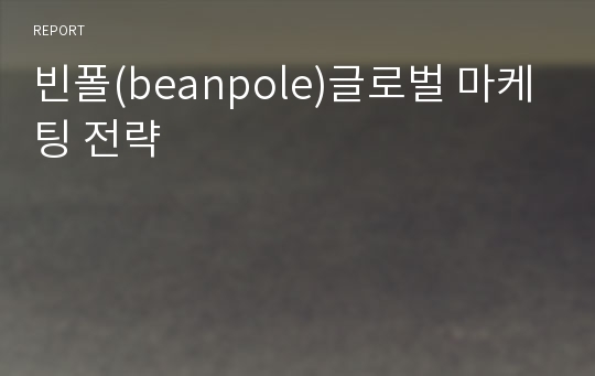 빈폴(beanpole)글로벌 마케팅 전략