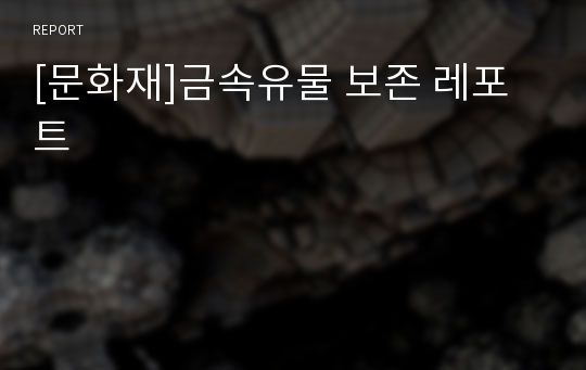 [문화재]금속유물 보존 레포트