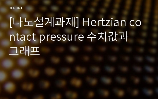 [나노설계과제] Hertzian contact pressure 수치값과 그래프