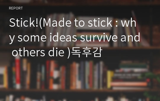 Stick!(Made to stick : why some ideas survive and others die )독후감