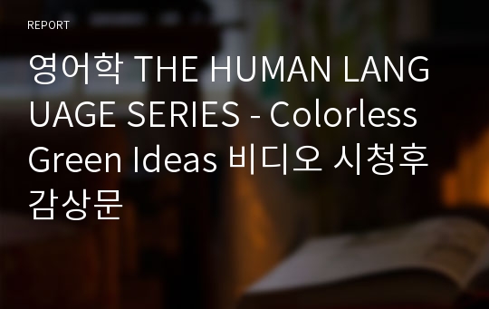 영어학 THE HUMAN LANGUAGE SERIES - Colorless Green Ideas 비디오 시청후 감상문