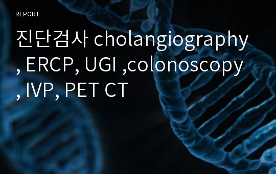 진단검사 cholangiography, ERCP, UGI ,colonoscopy, IVP, PET CT
