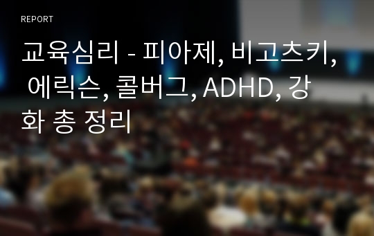 교육심리 - 피아제, 비고츠키, 에릭슨, 콜버그, ADHD, 강화 총 정리