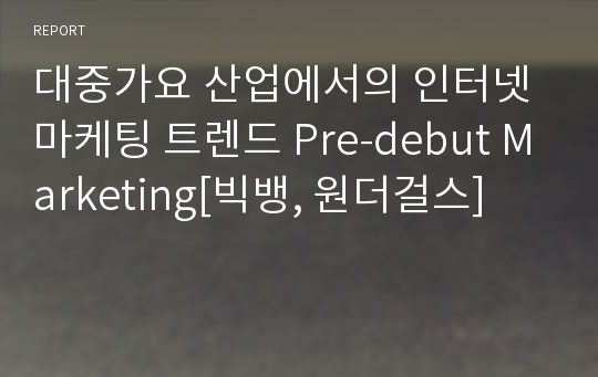 대중가요 산업에서의 인터넷 마케팅 트렌드 Pre-debut Marketing[빅뱅, 원더걸스]