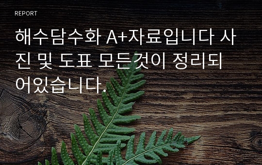 해수담수화 A+자료입니다 사진 및 도표 모든것이 정리되어있습니다.