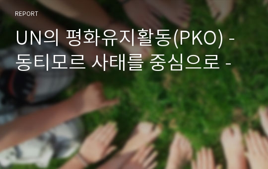 UN의 평화유지활동(PKO) - 동티모르 사태를 중심으로 -