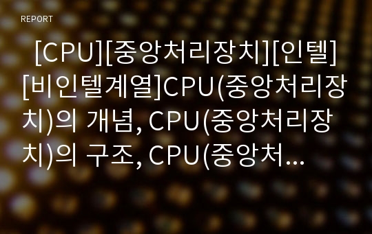   [CPU][중앙처리장치][인텔][비인텔계열]CPU(중앙처리장치)의 개념, CPU(중앙처리장치)의 구조, CPU(중앙처리장치)의 종류, 인텔계열 CPU(중앙처리장치)의 발전, 비인텔계열 CPU(중앙처리장치)의 발전 분석
