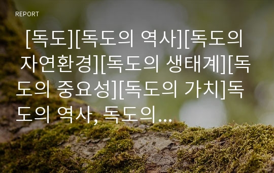   [독도][독도의 역사][독도의 자연환경][독도의 생태계][독도의 중요성][독도의 가치]독도의 역사, 독도의 자연환경, 독도의 생태계, 독도의 중요성, 독도의 가치 분석(독도, 독도 자연환경, 독도 생태계, 독도 가치)