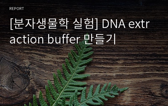 [분자생물학 실험] DNA extraction buffer 만들기