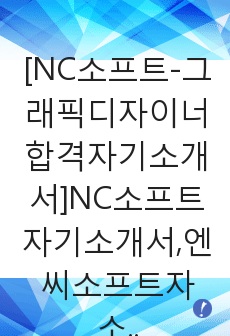 [NC소프트-그래픽디자이너합격자기소개서]NC소프트자기소개서,엔씨소프트자소서,합격자기소개서,자소서,공채,입사지원서,입사원서,샘플,예문,면접기출문제