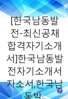 [한국남동발전-최신공채합격자기소개서]한국남동발전자기소개서자소서,한국남동발전자소서자기소개서,남동발전자소서,남동발전합격자기소개서,남동발전합격자소서,자기소개서