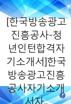 [한국방송광고진흥공사-청년인턴합격자기소개서]한국방송광고진흥공사자기소개서자소서,한국방송광고진흥공사자소서자기소개서,KOBACO자소서,코바코합격자기소개서,방송광고진흥공사