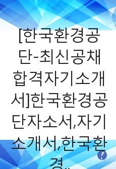 [한국환경공단-최신공채합격자기소개서]한국환경공단자소서,자기소개서,한국환경공단자소서,환경공단합격자기소개서