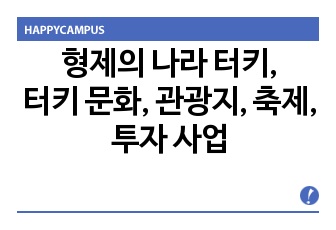 형제의 나라 터키, 터키 문화, 관광지, 축제, 투자 사업