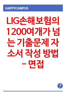 LIG손해보험의 1200여개가 넘는 기출문제 자소서 작성 방법 - 면접 기출문제 입사시험 출제경향