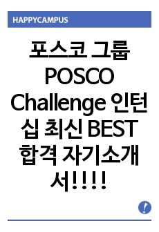 포스코 그룹 POSCO Challenge 인턴십 최신 BEST 합격 자기소개서!!!!