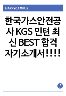 한국가스안전공사 KGS 인턴 최신 BEST 합격 자기소개서!!!!