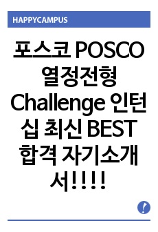 포스코 POSCO 열정전형 Challenge 인턴십 최신 BEST 합격 자기소개서!!!!