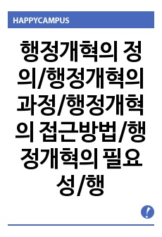 행정개혁의 정의/행정개혁의 과정/행정개혁의 접근방법/행정개혁의 필요성/행정개혁의 전제조건/행정개혁의 성공조건