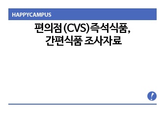 편의점(CVS)즉석식품, 간편식품 조사자료