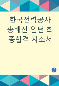 한국전력공사 송배전직군 인턴 최종합격 자소서