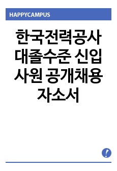 한국전력공사 대졸수준 신입사원 공개채용 자소서