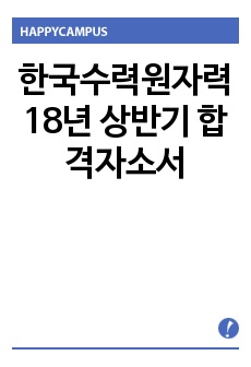 한국수력원자력 18년 상반기 합격자소서
